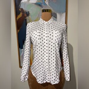 Classic White Polka Dot Button-Down Shirt